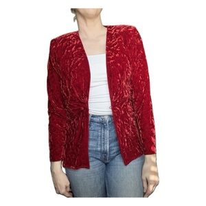 Saint Laurent Rive Gauche Vintage Velvet Single Button Jacket Red 38/ 4/ Small